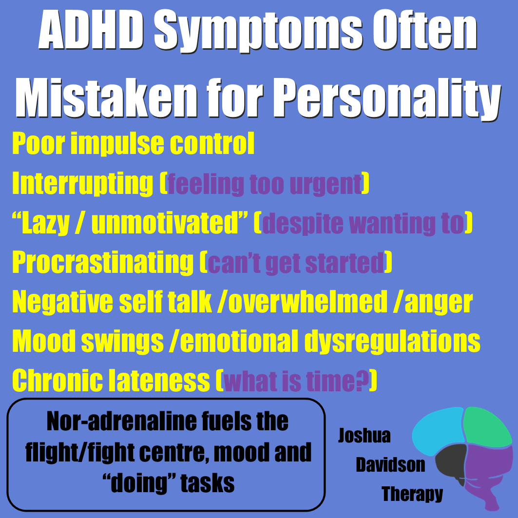 ADHD Symptoms Often Mistaken for Personality - Joshua Davidson Therapy